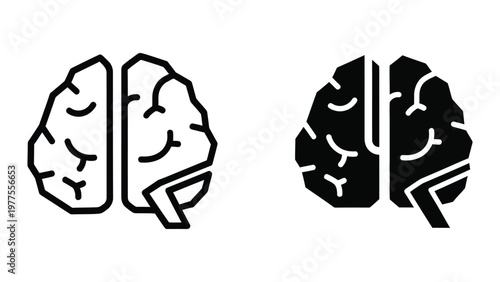 Contrast between a light and dark depiction of the human brain hemispheres