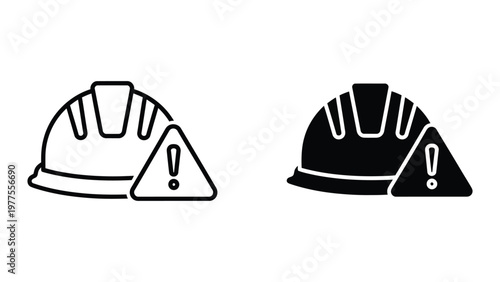 Comparison of safety helmets with warning symbols attached to the side