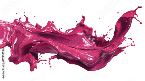 Ultra realistic HD pink paint splash dynamic liquid motion, isolated on white background