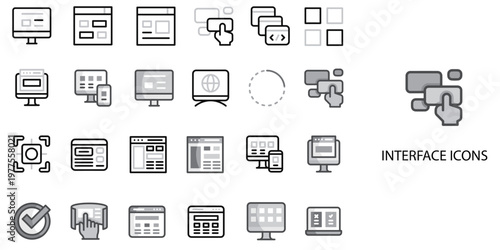 Interface simple New concept 24 grew color icons set .Vector illustration.