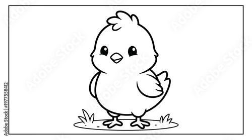 Cute little chick standing alone.