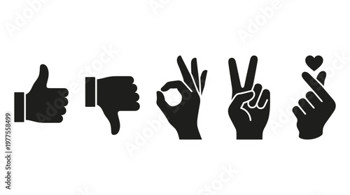 Hand gestures signs and symbols.