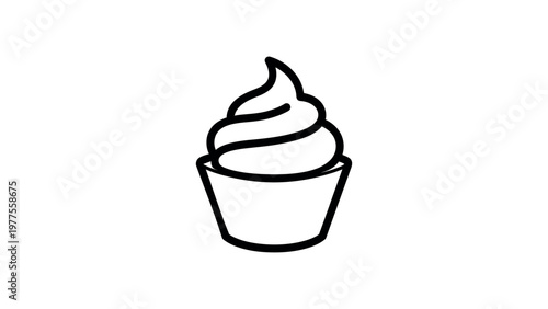 Cupcake dessert outline icon simple vector