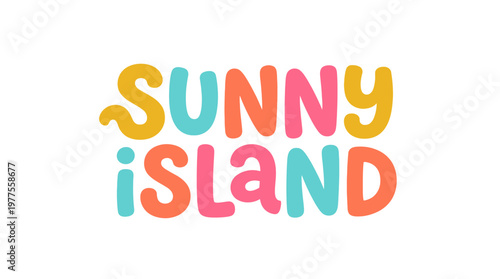 Colorful Sunny Island Text Logo.