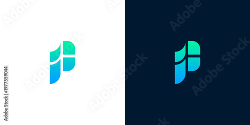 Modern and abstract letter P logo design with a vibrant gradient, perfect for branding, corporate identity, or technology companies seeking a fresh and dynamic visual mark