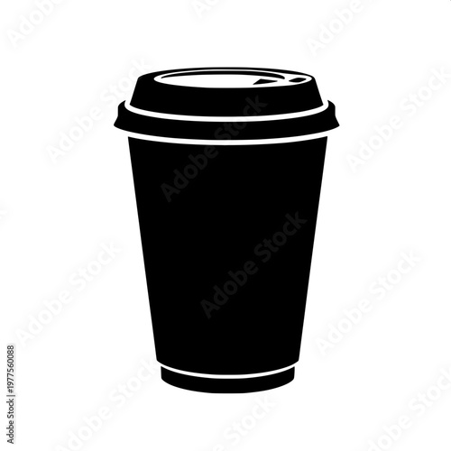 Empty black takeaway coffee cup with lid isolated on white background