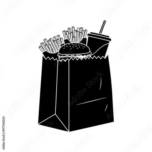 Black gift box with silver confetti and party accessories on dark background