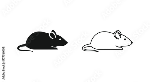 Cute Mouse Illustration: Simple Black & White Design Vector