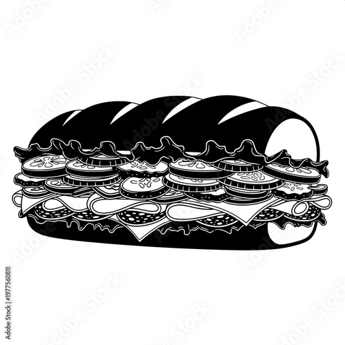 detailed black and white line art of assorted vintage kitchen utensils and cookware set