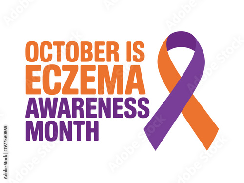 October is Eczema Awareness Month with purple and orange ribbon