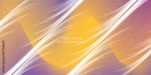3D purple orange abstract background on bright space with flowing waves effect decoration. Modern graphic design element glowing cutout style concept for web banner, art, flyer, card or brochure cover