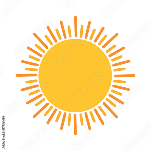 Minimalist sun symbol featuring alternating straight line rays for modern logos and weather graphics. Simple vector design for professional summer branding and UI elements.