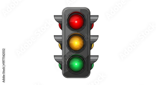 Traffic light with red yellow green signals for road safety