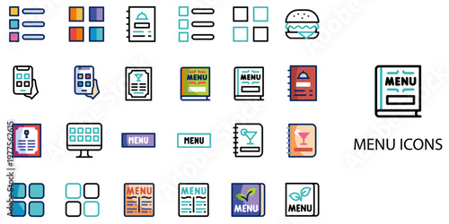 Menu simple New concept 24 color icons set .Vector illustration.