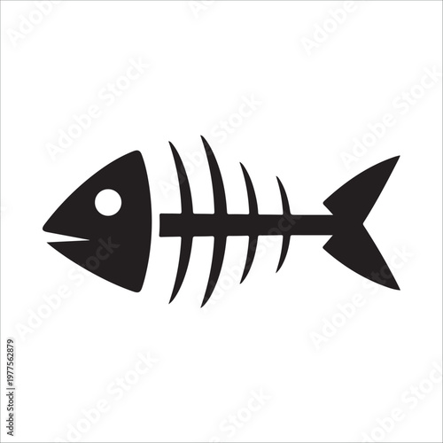 Black silhouette of a fish skeleton