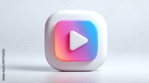 Free Download 3d play button icon with colorful gradient on white background - GFXLoad