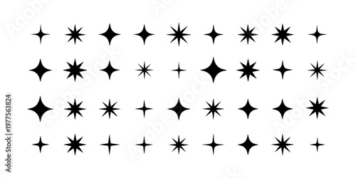 Collection of sparkle, starburst, and shine icons, perfect for adding emphasis and flair to designs.