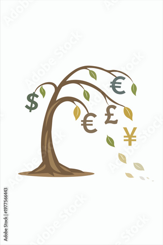 Wilted Currency Tree Illustration