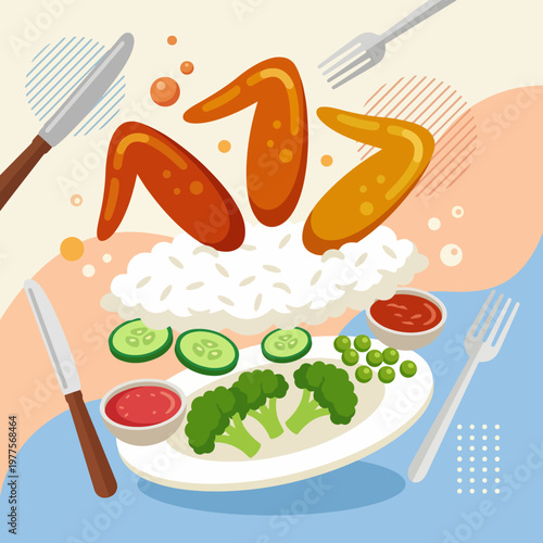 A beautifully arranged dinner plate showcases savory chicken, vibrant broccoli, and fresh cucumber, appealing to both the eyes and the palate in a culinary experience.