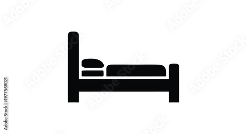 Simple black icon of a bed with mattress minimalist style silhouette