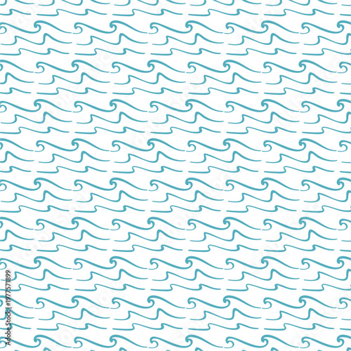 Waves seamless vector pattern. Water hand drawn pattern in doodle style