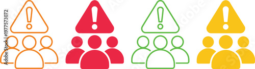 Visual representation of warning levels for group interactions with different alert intensities