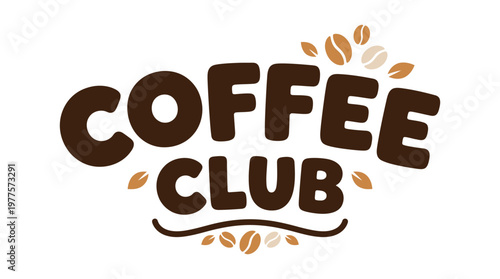 Brown Coffee Club Text Logo Sign.