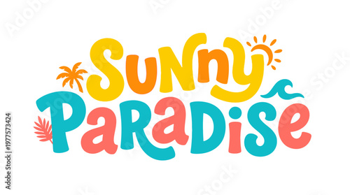 Colorful Sunny Paradise Text Logo.