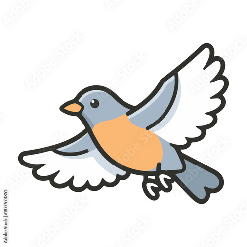 Flying bird vector illustration with white wings