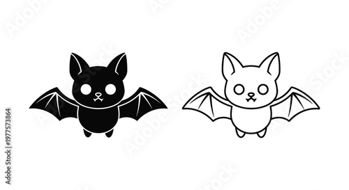 Cute Bat Cat Hybrid Illustration Designs Vector