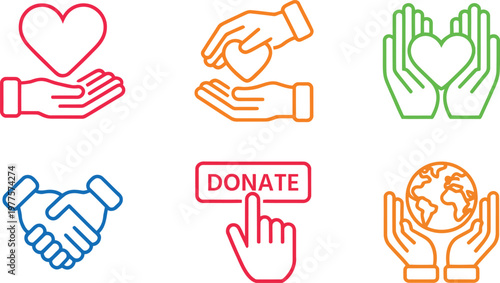 Illustrations representing various ways to show compassion and global support