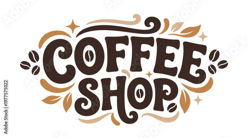 Brown Coffee Shop Sign Logo Design.