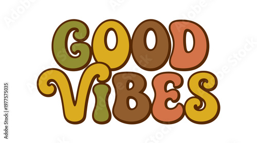 Colorful Good Vibes Text Logo.