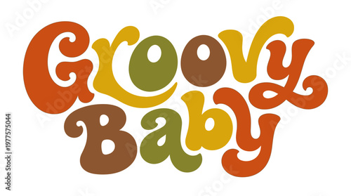 Groovy Baby Text Logo Design.