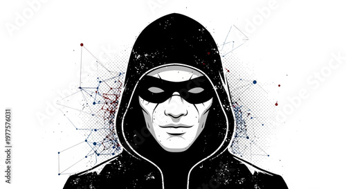 Anonymous hacker in a hoodie with a mask, cybercrime concept