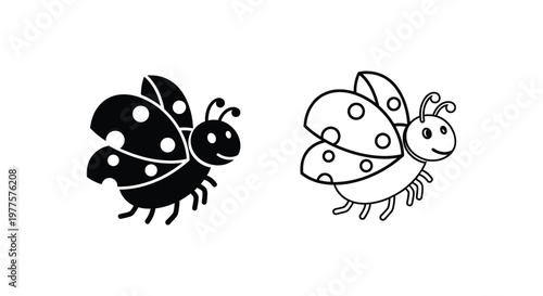 Cute Ladybug & Ant Cartoon Clipart Collection Vector