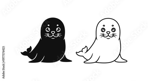 Adorable Cartoon Seals Design Vector Art Vector