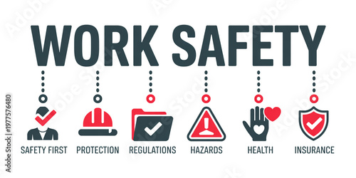 Minimalist infographic design with a work safety theme.