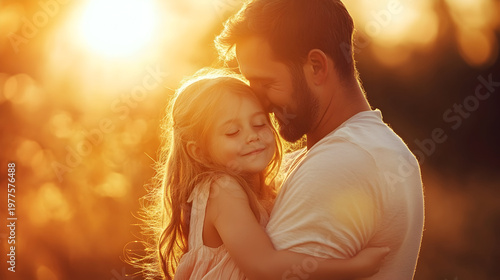 heartwarming moment between father and daughter at sunset