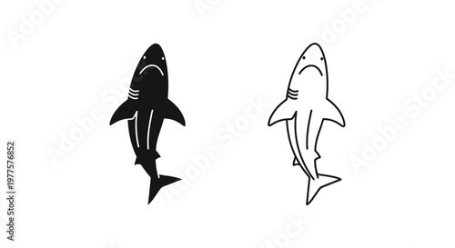 Black And White Shark Silhouette Vector Design Vector