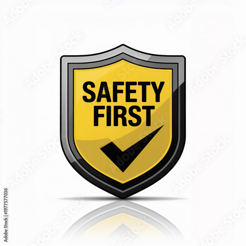 Professional safety themed graphic design with industrial icons.