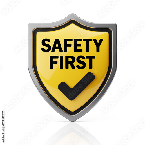 Professional safety themed graphic design with industrial icons.
