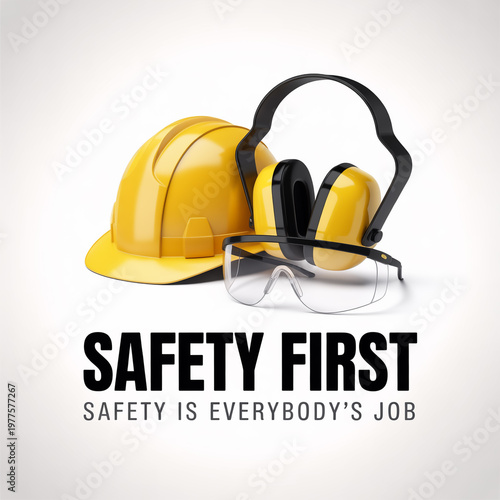 Professional safety equepment themed graphic design with industrial icons