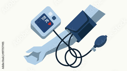 A modern blood pressure monitor displayed on a person's arm, symbolizing health awareness and the importance of monitoring vital signs in everyday life.
