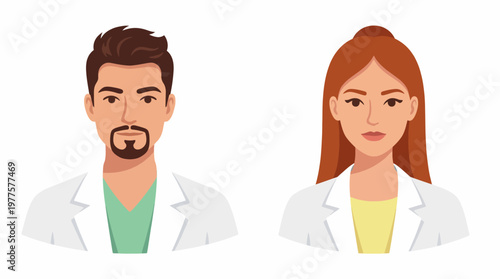 Two professional medical practitioners in white lab coats, representing teamwork and dedication in the healthcare field, ready to serve and help patients efficiently.