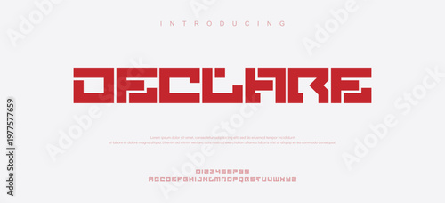 Introducing Declare Modern Bold Red Typography Font Design Concept