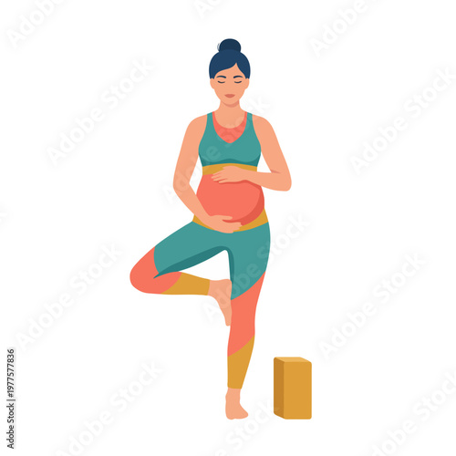 A serene pregnant woman practicing yoga poses in a comfortable setting, embodying harmony and mindfulness while preparing for motherhood and maintaining well-being.