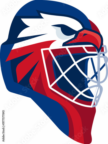 A vibrant illustration of a hockey goalie mask adorned with bold colors and patterns, symbolizing strength and determination in the world of sports and competition.