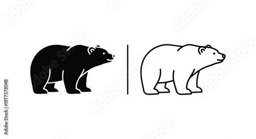 Black vs White Polar Bear Comparison Guide Vector