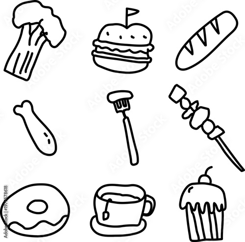 hand drawn vector illustration of food